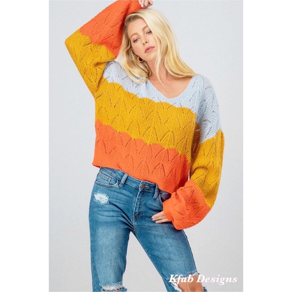 ❤️LAST! Joanna Ballon Sleeve Color block Sweater! - Picture 7 of 9